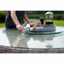 Oxford 8 Seat Round Ice Bucket Dining Set with Venice Chairs Lazy Susan