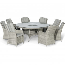 Oxford 8 Seat Round Fire Pit Dining Set with Venice Chairs and Lazy Susan Oxford 8 Seat Round Fire Pit Dining Set with Venice Chairs and Lazy Susan