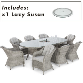 Oxford 8 Seat Oval Ice Bucket Dining Set with Heritage Chairs Lazy Susan
