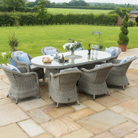 Oxford 8 Seat Oval Ice Bucket Dining Set with Heritage Chairs Lazy Susan Oxford 8 Seat Oval Ice Bucket Dining Set with Heritage Chairs Lazy Susan