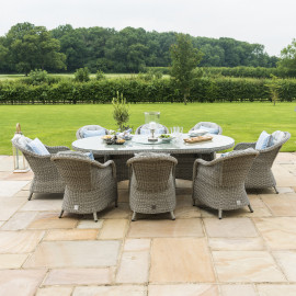 Oxford 8 Seat Oval Ice Bucket Dining Set with Heritage Chairs Lazy Susan Oxford 8 Seat Oval Ice Bucket Dining Set with Heritage Chairs Lazy Susan