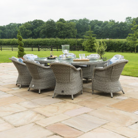 Oxford 8 Seat Oval Ice Bucket Dining Set with Heritage Chairs Lazy Susan Oxford 8 Seat Oval Ice Bucket Dining Set with Heritage Chairs Lazy Susan