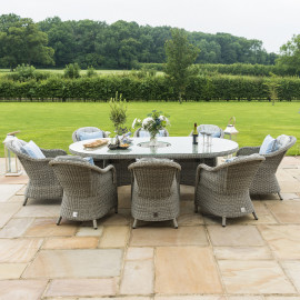 Oxford 8 Seat Oval Ice Bucket Dining Set with Heritage Chairs Lazy Susan Oxford 8 Seat Oval Ice Bucket Dining Set with Heritage Chairs Lazy Susan