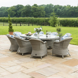 Oxford 8 Seat Oval Ice Bucket Dining Set with Heritage Chairs Lazy Susan Oxford 8 Seat Oval Ice Bucket Dining Set with Heritage Chairs Lazy Susan