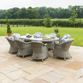 Oxford 8 Seat Oval Ice Bucket Dining Set with Heritage Chairs Lazy Susan Oxford 8 Seat Oval Ice Bucket Dining Set with Heritage Chairs Lazy Susan