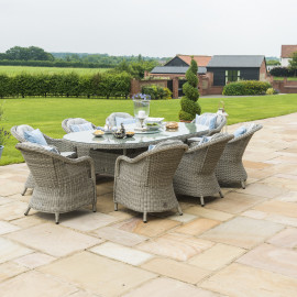 Oxford 8 Seat Oval Ice Bucket Dining Set with Heritage Chairs Lazy Susan Oxford 8 Seat Oval Ice Bucket Dining Set with Heritage Chairs Lazy Susan