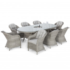 Oxford 8 Seat Oval Ice Bucket Dining Set with Heritage Chairs Lazy Susan Oxford 8 Seat Oval Ice Bucket Dining Set with Heritage Chairs Lazy Susan