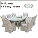Oxford 8 Seat Oval Ice Bucket Dining Set with Venice Chairs Lazy Susan