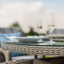 Oxford 8 Seat Oval Ice Bucket Dining Set with Venice Chairs Lazy Susan