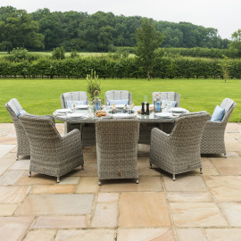 Oxford 8 Seat Oval Ice Bucket Dining Set with Venice Chairs Lazy Susan