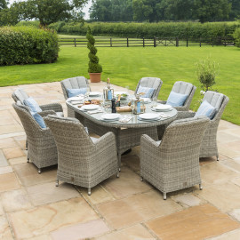 Oxford 8 Seat Oval Ice Bucket Dining Set with Venice Chairs Lazy Susan