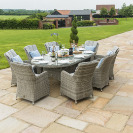 Oxford 8 Seat Oval Ice Bucket Dining Set with Venice Chairs Lazy Susan