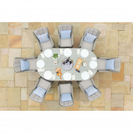 Oxford 8 Seat Oval Ice Bucket Dining Set with Venice Chairs Lazy Susan