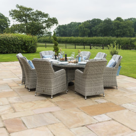 Oxford 8 Seat Oval Ice Bucket Dining Set with Venice Chairs Lazy Susan