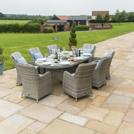 Oxford 8 Seat Oval Ice Bucket Dining Set with Venice Chairs Lazy Susan