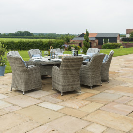 Oxford 8 Seat Oval Ice Bucket Dining Set with Venice Chairs Lazy Susan