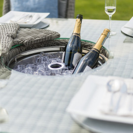 Oxford 8 Seat Oval Ice Bucket Dining Set with Venice Chairs Lazy Susan