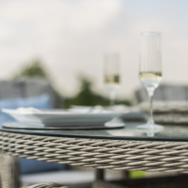 Oxford 8 Seat Oval Ice Bucket Dining Set with Venice Chairs Lazy Susan