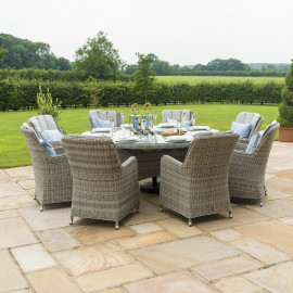 Oxford 8 Seat Oval Ice Bucket Dining Set with Venice Chairs Lazy Susan