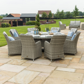 Oxford 8 Seat Oval Ice Bucket Dining Set with Venice Chairs Lazy Susan