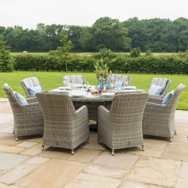 Oxford 8 Seat Oval Ice Bucket Dining Set with Venice Chairs Lazy Susan