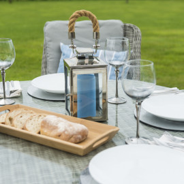 Oxford 8 Seat Oval Ice Bucket Dining Set with Venice Chairs Lazy Susan