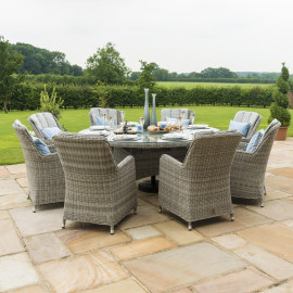 Oxford 8 Seat Oval Ice Bucket Dining Set with Venice Chairs Lazy Susan