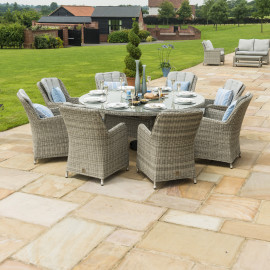 Oxford 8 Seat Oval Ice Bucket Dining Set with Venice Chairs Lazy Susan