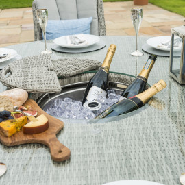 Oxford 8 Seat Oval Ice Bucket Dining Set with Venice Chairs Lazy Susan