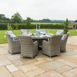 Oxford 8 Seat Oval Ice Bucket Dining Set with Venice Chairs Lazy Susan