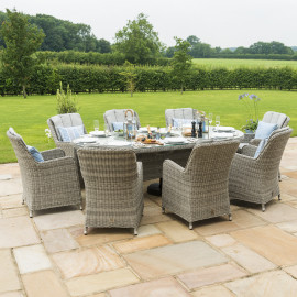 Oxford 8 Seat Oval Ice Bucket Dining Set with Venice Chairs Lazy Susan