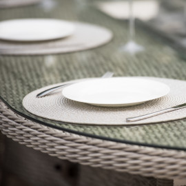 Oxford 8 Seat Oval Fire Pit Dining Set with Heritage Chairs