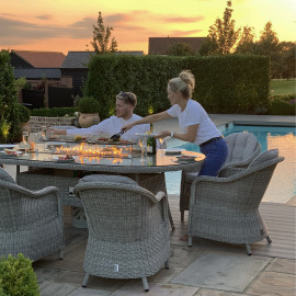 Oxford 8 Seat Oval Fire Pit Dining Set with Heritage Chairs