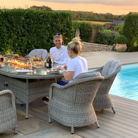 Oxford 8 Seat Oval Fire Pit Dining Set with Heritage Chairs