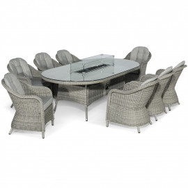 Oxford 8 Seat Oval Fire Pit Dining Set with Heritage Chairs