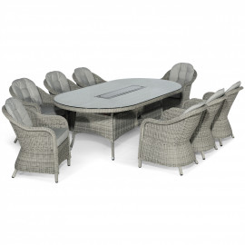 Oxford 8 Seat Oval Fire Pit Dining Set with Heritage Chairs
