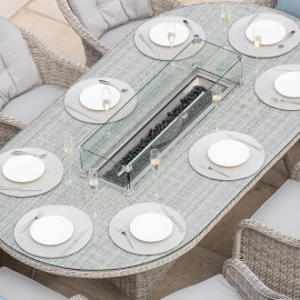 Oxford 8 Seat Oval Fire Pit Dining Set with Heritage Chairs