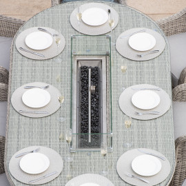 Oxford 8 Seat Oval Fire Pit Dining Set with Heritage Chairs