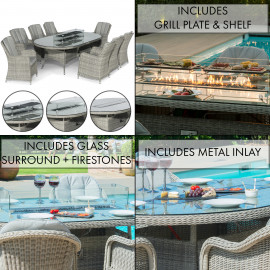 Oxford 8 Seat Oval Fire Pit Dining Set with Venice Chairs Oxford 8 Seat Oval Fire Pit Dining Set with Venice Chairs