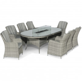 Oxford 8 Seat Oval Fire Pit Dining Set with Venice Chairs Oxford 8 Seat Oval Fire Pit Dining Set with Venice Chairs