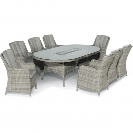 Oxford 8 Seat Oval Fire Pit Dining Set with Venice Chairs Oxford 8 Seat Oval Fire Pit Dining Set with Venice Chairs