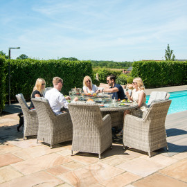 Oxford 8 Seat Oval Fire Pit Dining Set with Venice Chairs Oxford 8 Seat Oval Fire Pit Dining Set with Venice Chairs