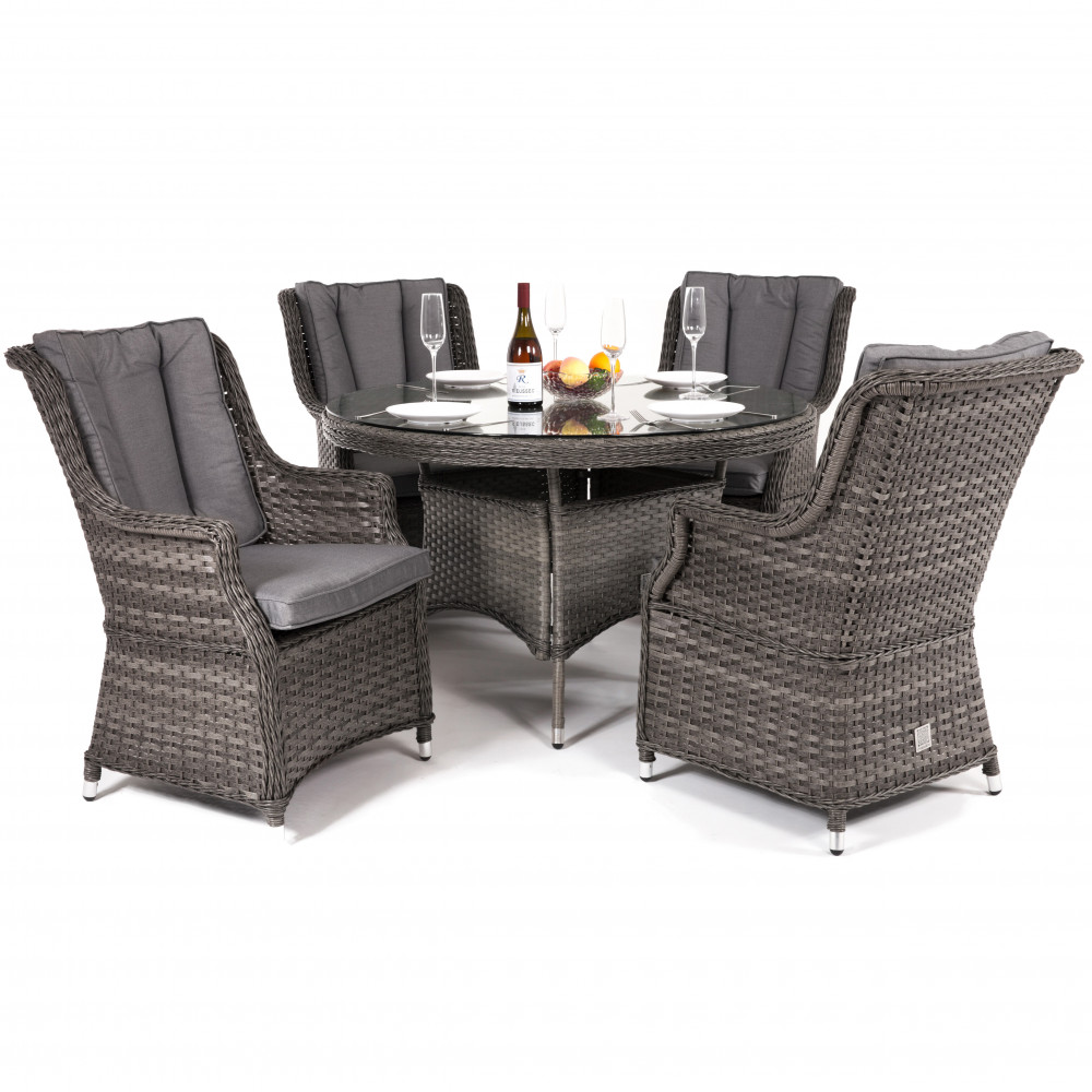 Victoria 4 Seat Round Dining Set with Square Chairs Victoria 4 Seat Round Dining Set with Square Chairs