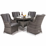 Victoria 4 Seat Round Dining Set with Square Chairs Victoria 4 Seat Round Dining Set with Square Chairs