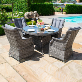 Victoria 4 Seat Round Dining Set with Square Chairs Victoria 4 Seat Round Dining Set with Square Chairs