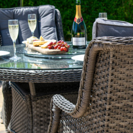 Victoria 4 Seat Round Dining Set with Square Chairs Victoria 4 Seat Round Dining Set with Square Chairs