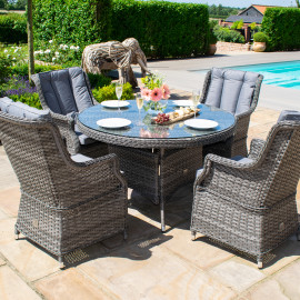 Victoria 4 Seat Round Dining Set with Square Chairs Victoria 4 Seat Round Dining Set with Square Chairs