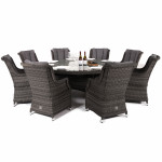 Victoria 8 Seat Round Dining Set with Square Chairs Victoria 8 Seat Round Dining Set with Square Chairs