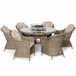 Winchester 6 Seat Round Fire Pit Dining Set with Heritage Chairs and Lazy Susan Winchester 6 Seat Round Fire Pit Dining Set with Heritage Chairs and Lazy Susan