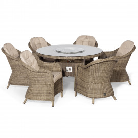 Winchester 6 Seat Round Fire Pit Dining Set with Heritage Chairs and Lazy Susan Winchester 6 Seat Round Fire Pit Dining Set with Heritage Chairs and Lazy Susan